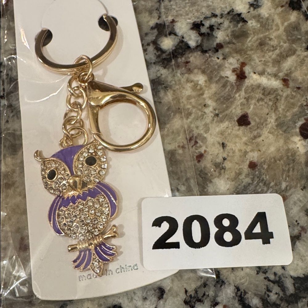 2084 Rhinestone, Owl Key Ring & Bag Charm